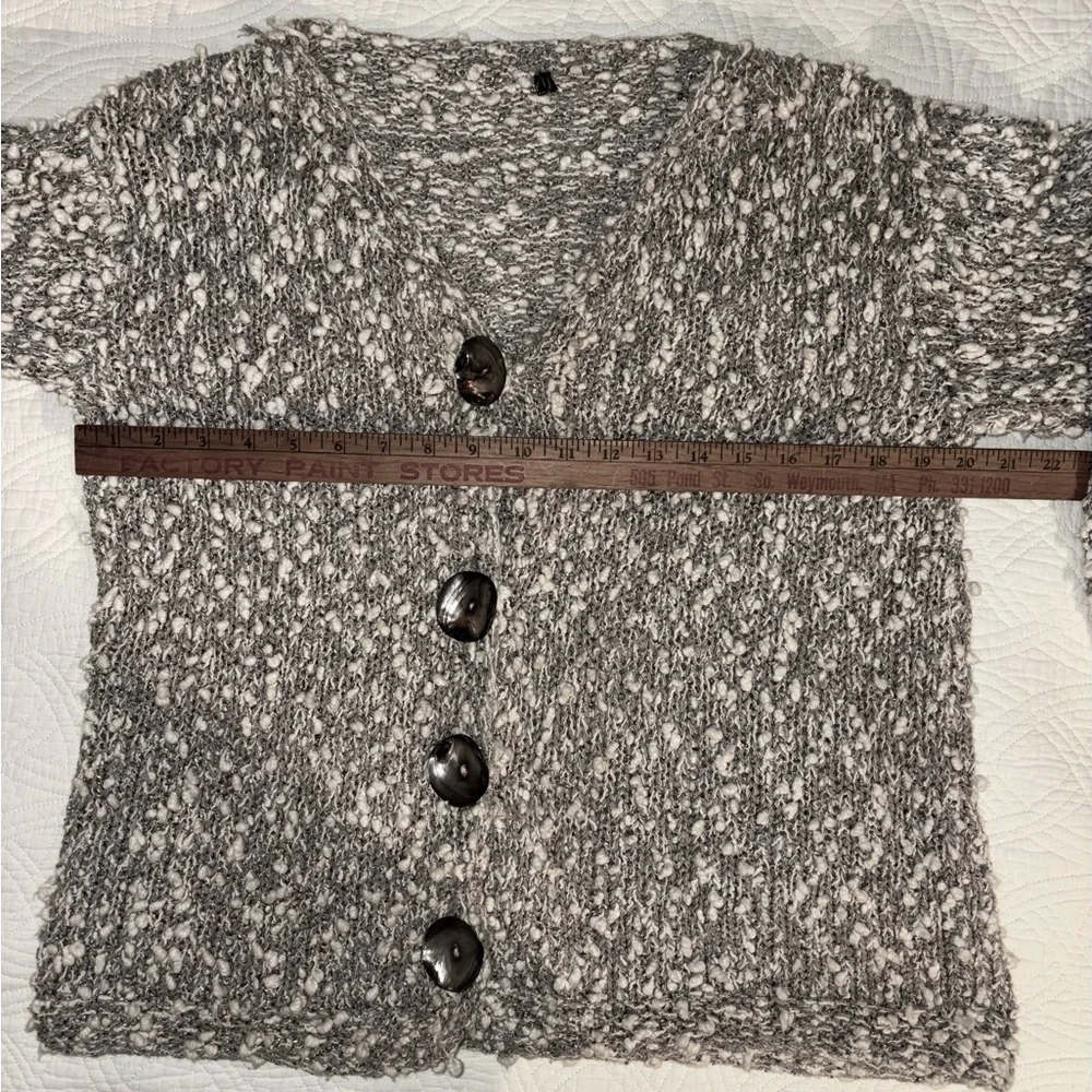 Fisherman Knit Cardigan Grey and White Coastal